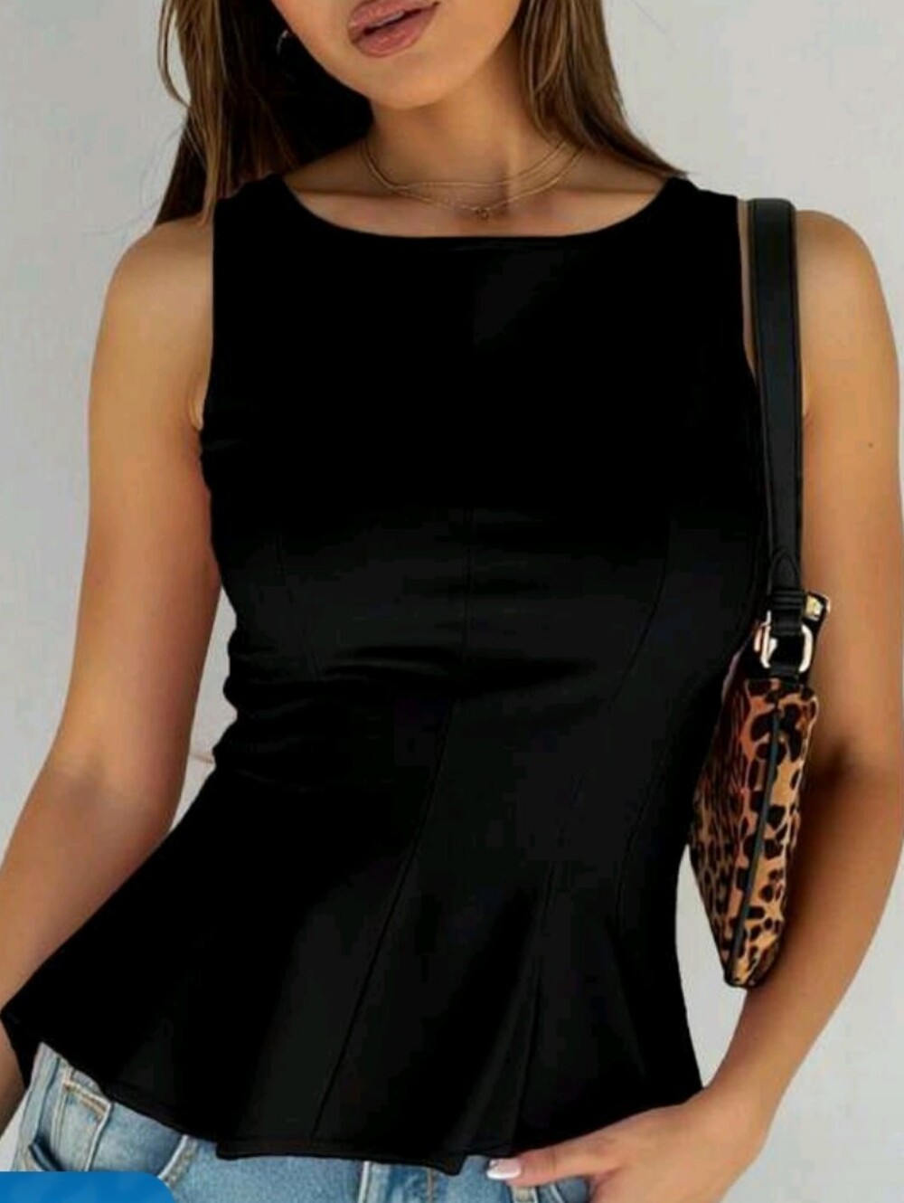Sleek Black Sleeveless Peplum Top - Stylish Everyday Essential